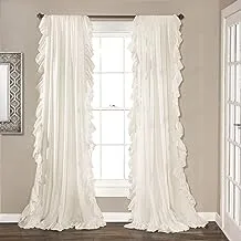 Lush Decor Reyna White Window Panel Curtain Set for Living, Dining Room, Bedroom (Pair), 84 in x 54
