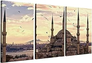 Markat S3T4060-0245 Three Panels Wooden Paintings for the Beauty of The Minarets Decoration, 40 cm x 60 cm Size