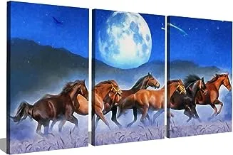 Markat S3TC6090-0358 لوحات قماشية من ثلاث لوحات لتزيين الخيول ، مقاس 60 سم × 90 سم