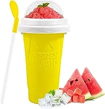 Slushy Cup Slushie Cup, Slushy Maker Cup Magic Frozen Squeeze Ice Cup tiktok, Slushie Cups with Lids And Straws, Slush Cup Summer Homemade DIY Smoothies Slushies Cups (yellow)