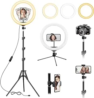 10 inch Ring Light with Floor Tripod and Desk Stand (Ring light Kit Totally 74