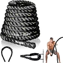 Yes4All Battle Rope 1.5/2 Inch Diameter Poly Dacron 30, 40, 50 Ft Length, Heavy ropes for Home Gym & Outdoor Workout