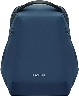 حقيبة ظهر للكمبيوتر المحمول من بروميت مقاس 15.6 بوصة ، حقيبة ظهر أنيقة صديقة للبيئة قابلة للتعديل مع جيوب مضادة للسرقة ومقاومة للماء ومنفذ شحن USB وأشرطة شبكية مبطنة لـ Asus و MacBook و Dell و EcoPack-BP Blue