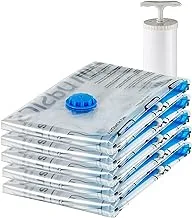أكياس تخزين ضغط الهواء من أمازون بيسكس مع مضخة يدوية، متوسطة، 5 عبوات، أبيض، أزرق سماوي
