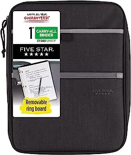 Five Star Zipper Binder, 1 Inch 3-Ring Binder, Carry-All with Internal Pockets and Dividers, 375 Total Sheet Capacity, Heathered Black/Gray (29092IT8)