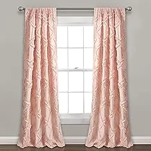 Lush Decor, Blush Ruffle Diamond Curtains Textured Window Panel Set for Living, Dining Room, Bedroom (Pair), 84” x 54, 84