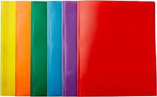 AmazonBasics Heavy Duty Plastic Folders with 2 Pockets for Letter Size Paper, Pack of 6