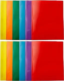 AmazonBasics Heavy Duty Plastic Folders with 2 Pockets for Letter Size Paper, Pack of 12