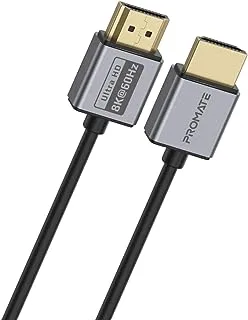 Promate HDMI 2.1 Cable, 1.5m HDMI to HDMI Slim Cable with 48Gbps Bandwidth, 8K@60Hz Resolution, UHD Dynamic HDR eARC Wire for MacBook Pro, PS5, TV, Xbox, Roku, Blu-ray Projector, PrimeLink8K-150