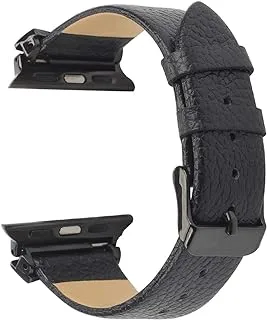 Promate Leather Watch Strap, Premium Crystal Encrusted Leather Watch Band Replacement for Apple Watch 38mm/40mm with Secure Quick Release Metal Buckle for Apple Watch Series, Scepter-38SM.Black