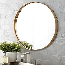 مرآة حمام ECVV مرآة حائط دائرية بإطار معدني حديث ذهبي مرآة زينة مثبتة على الحائط لغرفة النوم وغرفة المعيشة | 80×80 سم |