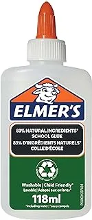 Elmer's Pure PVA Glue | White Liquid Glue | 83% Natural Ingredients | 100% Recycled Plastic | Great for Schools & Crafting | Washable & Child-Friendly | 118ml