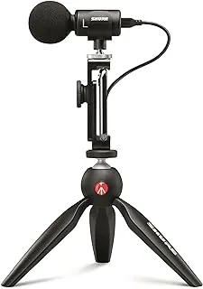 Shure MV88+ Video Kit - Digital Stereo Condenser Microphone for Apple and Android, with Manfrotto PIXI Tripod, Phone Clamp, Mount, iOS and USB-C Cables for Next-Level Connectivity (MV88+ Video KIT)
