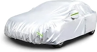 غطاء السيارة الفضي المقاوم للعوامل الجوية Amazon Basics - 150D أكسفورد ، سيارات السيدان حتى 225 