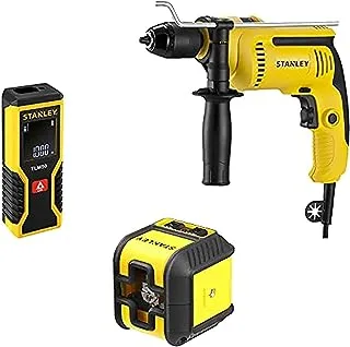 STANLEY 700W 13MM Hammer Drill with Cross Line Laser and 15M Measuring Laser