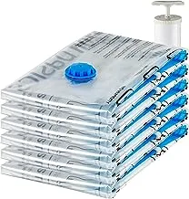 Amazon Basics Vacuum Compression Storage Bags with Hand Pump, Jumbo, 6-Pack, Clear