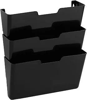 Amazon Basics Hanging 3 Tier Wall File Organizer - Pack of 3, 33.02 x 38.1 CM, Black