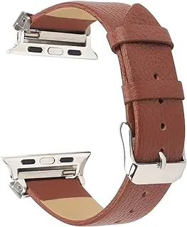 Promate Leather Watch Strap, Premium Crystal Encrusted Leather Watc.Browh Band Replacement for Apple Watch 38mm/40mm with Secure Quick Release Metal Buckle for Apple Watch Series, Scepter-38SM.Brown