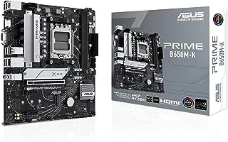 ASUS MB AMD AM5 Prime B650M-K DDR5، PCIe 5.0 M.2، 2.5 جيجابت إيثرنت، HDMI™، VGA، USB 3.2 خلفي من الجيل الثاني، أمامي USB 3.2 Gen 1 Type-C®، BIOS FlashBack™، Aura Sync