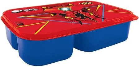Generic 143870 Super Hero Kids Plastic Lunch Box with 3 Compartments, Blue/Red