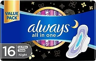 Always All in One Ultra Thin Night Sanitary Pads with Wings 16pcs