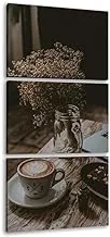Markat S3TC6090-0101 ثلاث لوحات قماشية لتزيين ركن القهوة، مقاس 90 سم × 60 سم