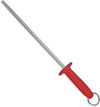 Tramontina Professional 10 Inches Grooved Shapener with Carbon Steel Rod and Red Polypropylene Handle