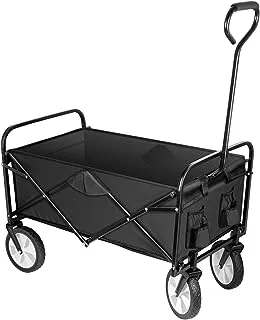 YSSOA Rolling Folding & Rolling Collapsible Garden Cart, Outdoor Camping Wagon Utility with 360 Degree Swivel Wheels & Adjustable Handle, Black 220lbs Weight Capacity Rolling Collapsible Garden Cart