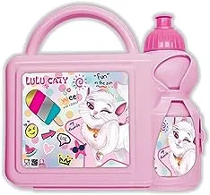 Lulu Caty Kids Plastic Lunch Box and Water Bottle, Pink 143644