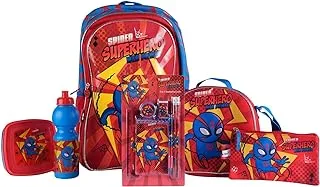 Super Hero Back to School Essentials 12-In-1 Backpack Set, 18-Inch Size, Red