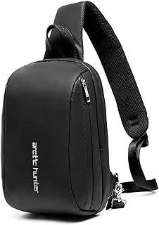 Arctic Hunter Cross-Body Sling Bag Water Resistant Anti-Theft Unisex Shoulder bag with Built in USB Port for Travel Business Shopping, XB00081 (Black)