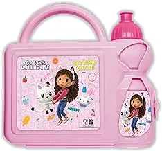 Gabby's Doll House Kids Plastic Lunch Box and Water Bottle, Pink
