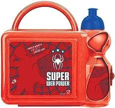 Generic Super Web Power Kids Plastic Lunch Box and Water Bottle, Red