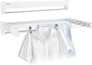 Leifheit 83201 Telefix 70 Wall Mount Retractable Clothes Drying Rack | 5 Drying Rods | White