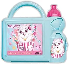 Lulu Caty Kids Plastic Lunch Box and Water Bottle, Blue 143645
