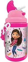 Gappy's Doll House Kids Plastic Water Bottle with Straw and Strap, 450 ml Capacity
