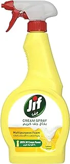 JIF Multi Purpose Cream Spray Cleaner, 100% stain and grease removal, Lemon, 100% JIF cream power, 500ml