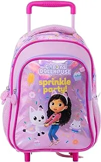 Gabby's Doll House 143746 School Trolley Bag with Pencil Case for Girls, 16-Inch Size, Pink