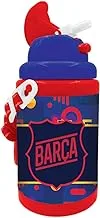 Barcelona Kids Plastic Water Bottle with Straw and Strap, 450 ml Capacity