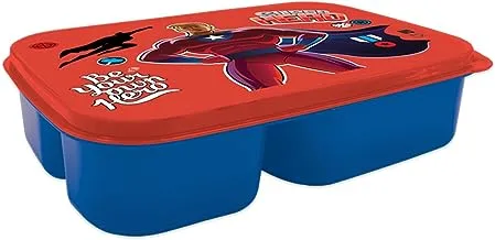 Generic 143845 صندوق غداء بلاستيك للأطفال سوبر هيرو مع 3 أقسام، أزرق/أحمر