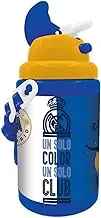 Real Madrid Plastic Water Bottle with Straw and Strap for Kids, Blue/White 450 ml Capacity, 143963