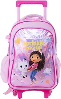 Gabby's Doll House 143745 School Trolley Bag with Pencil Case for Girls, 16-Inch Size, Pink
