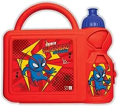 Generic Super Hero Kids Plastic Lunch Box and Water Bottle, Red