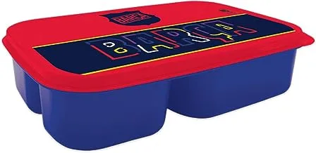 صندوق غداء بلاستيكي للأطفال مكون من 3 أقسام من برشلونة 143843، أزرق/أحمر