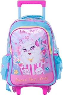 Lulu Caty School Trolley Bag for Girls with Pencil Case, 16-Inch Size, Blue