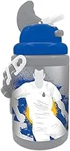 Real Madrid Plastic Water Bottle with Straw and Strap for Kids, Blue/Grey 450 ml Capacity, 143964