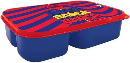 Barcelona Kids 3 Compartment Plastic Lunch Box, Blue