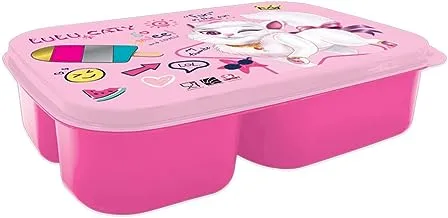 Lulu Caty Kids Plastic Lunch Box with 3 Compartment, Pink 143831