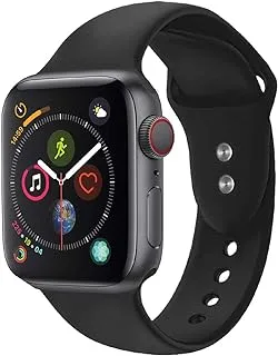 Promate Silicone Apple Watch 38mm/40mm Strap, Adjustable Silicone Sport Wristband Replacement Strap with Sweatproof and Dual Lock Pin for Apple Watch Series 1,2,3,4 Small/Medium, Oryx-38SM.Black
