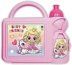 Generic Plastic Lunch Box and Water Bottle Set for Kids, Pink
